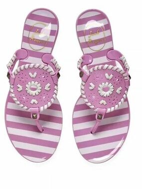 Jack Rogers Pink and White Striped Medallion Sandals